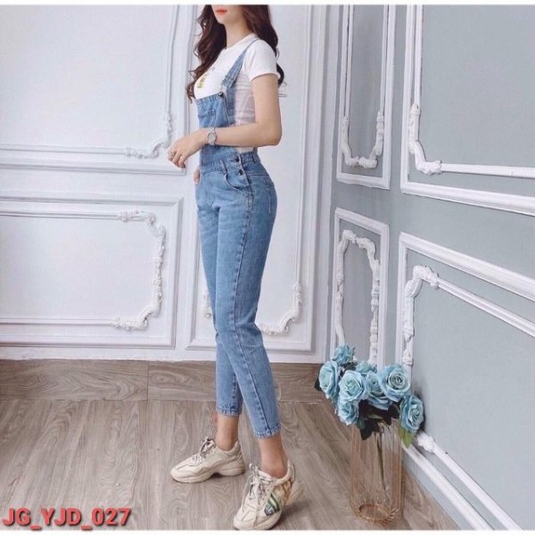  Yếm Quần Dài Trơn Màu Xanh Đậm JG_027 - Màu sắc Xanh Size M