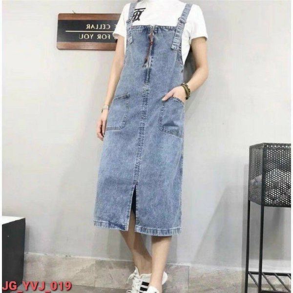  Yếm Váy Xanh Nhạt Dài Sẻ Tà JG_019 - Màu sắc Xanh Size S