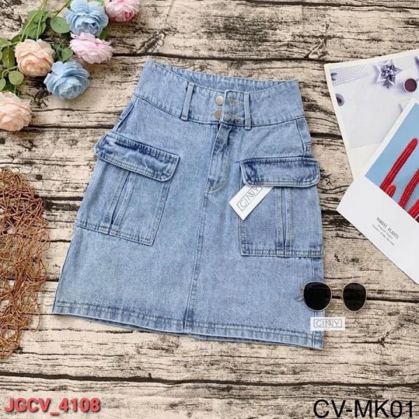  Chân Váy Jean Xanh, Đen_  JG_4108 - Màu sắc ĐEN Size S