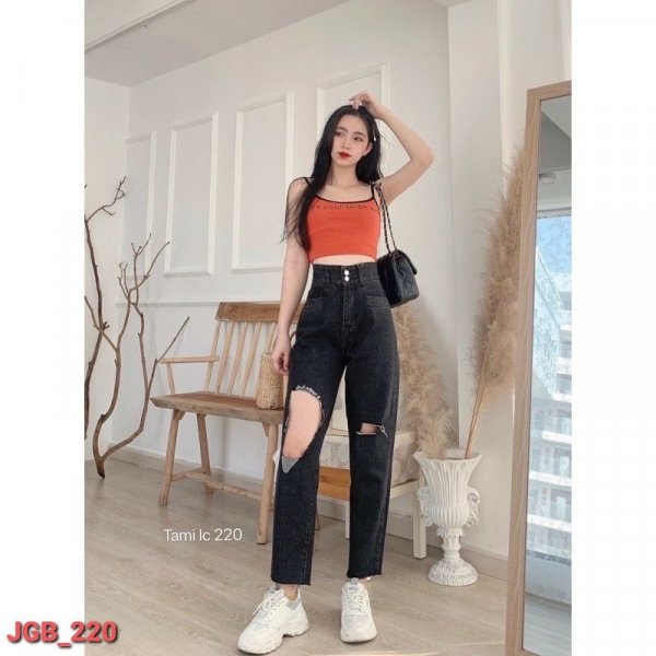  Baggy rách gối to 2 màu xanh, đen - Màu sắc ĐEN Size L