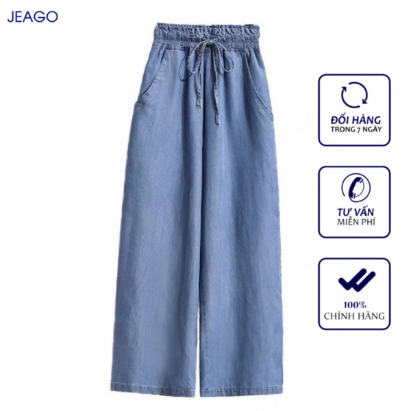  Quần Baggy, Quàn Jean Kaki Dài Nữ Ống Suông JEAGO - Màu sắc Xanh Size S