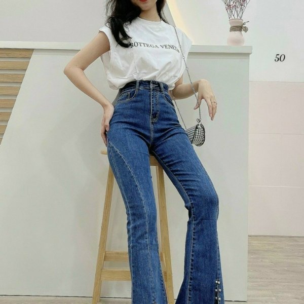  Dài nữ xanh đậm loe đính cườm_JGD07 - Màu sắc Xanh Size 27