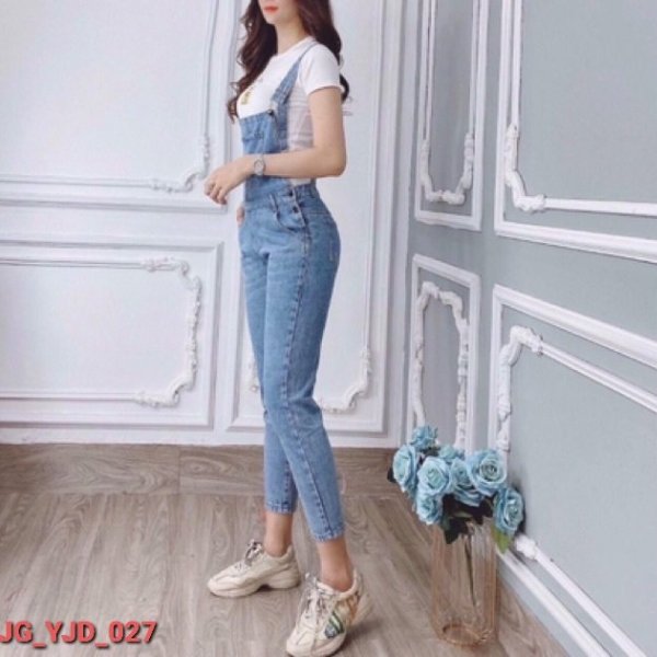  Yếm Quần Dài Trơn Màu Xanh Đậm JG_027 - Màu sắc Xanh Size L